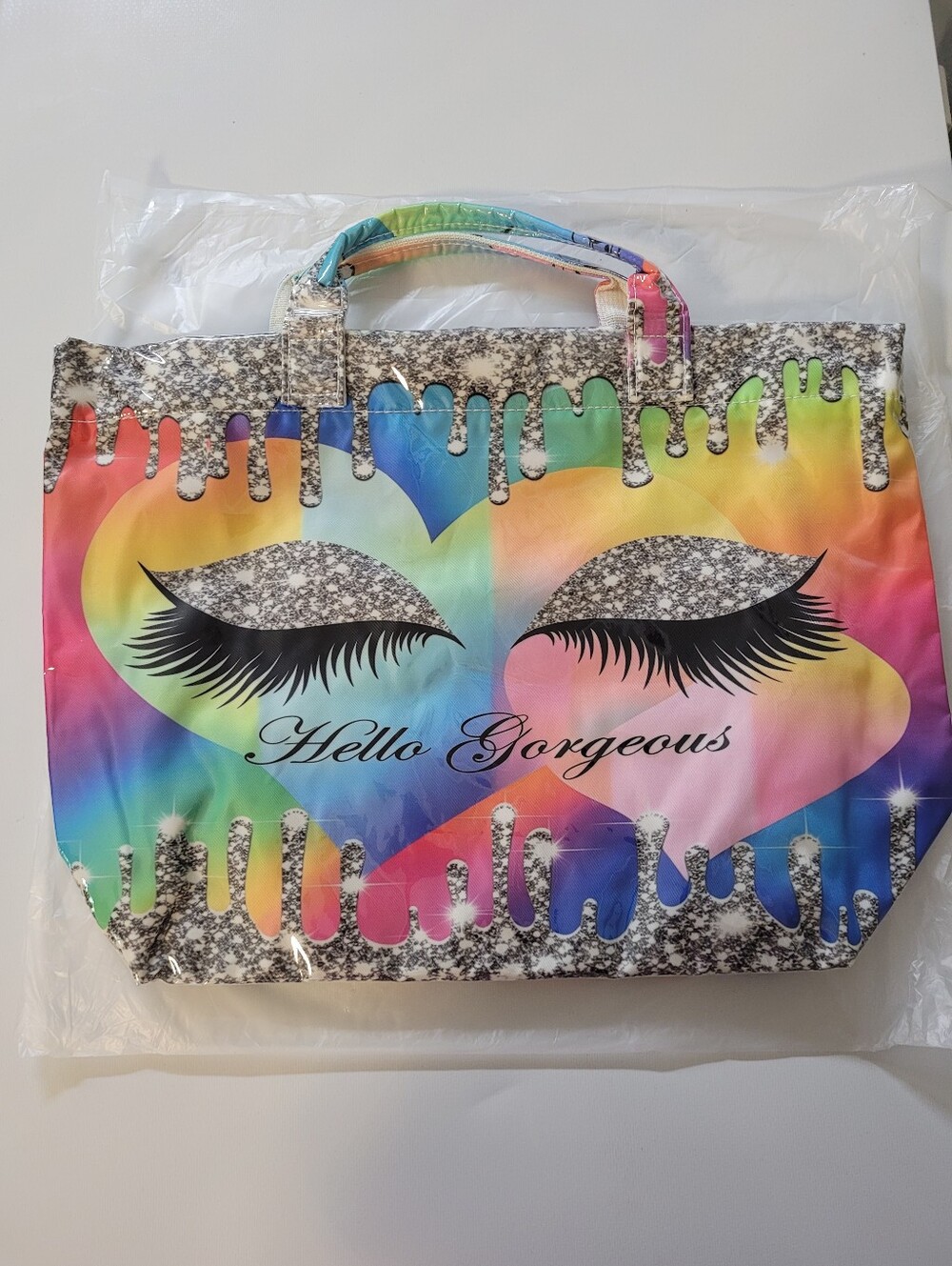 Women Big Size Cute Glitter Eye PVC Multi-Color Tote Bag - Picture 3 of 4